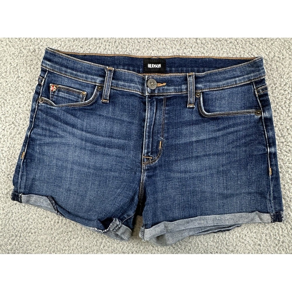 Hudson Asha Midrise Cuffed Shorts Womens 28 Blue Style WM610DLQ